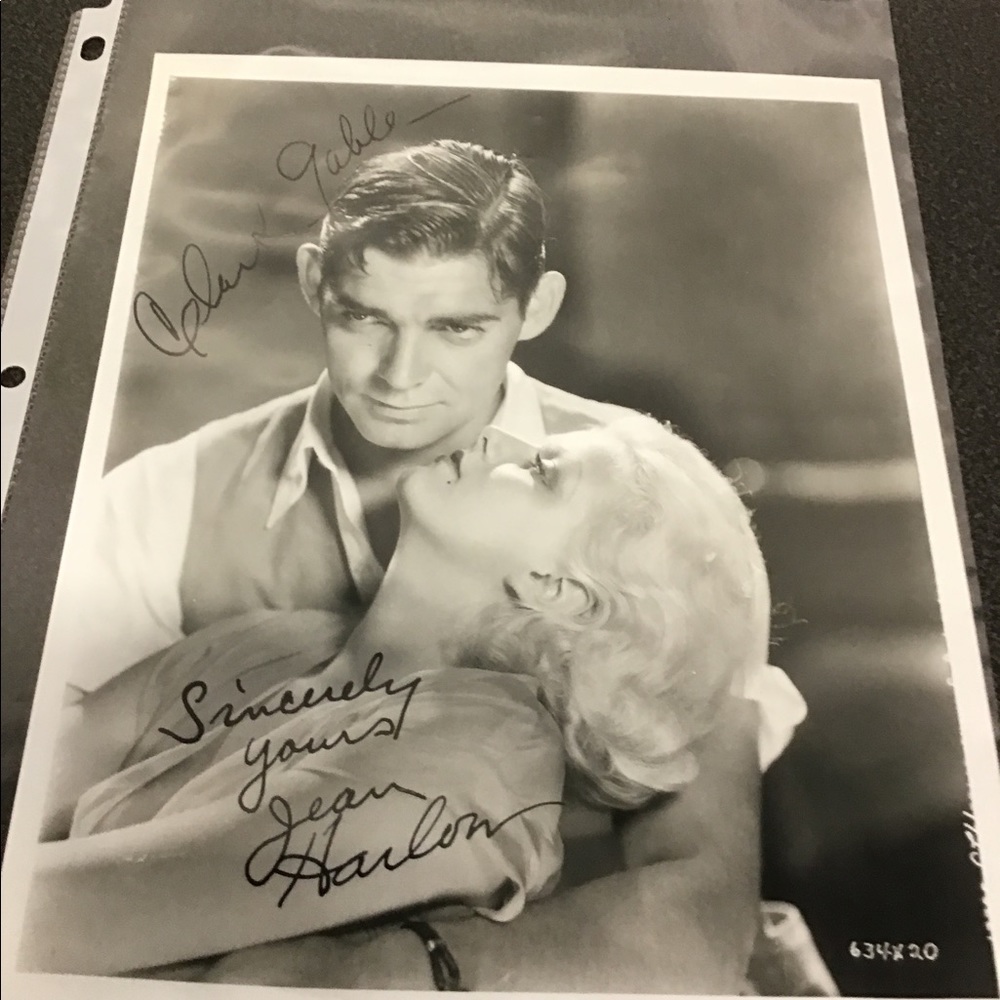 Clark Gable and Joan Harlow Signed Black & White Photo w/COA